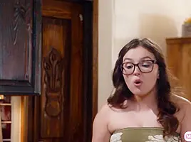 Busty stepmom spanks and pussy licking her teen stepdaughter