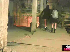 Gaping dirty lesbos play in threesome using sex toys