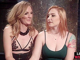 Tiedup lez sub gets pussytoying in BDSM by lez domina