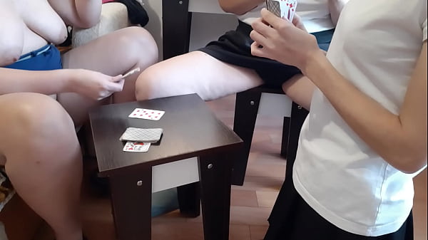 A card game ended in a homemade lesbian threesome
