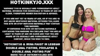 Hotkinkyjo & Irina Faust in lesbian double pussy fisting, prolapse & double anal fisting fun